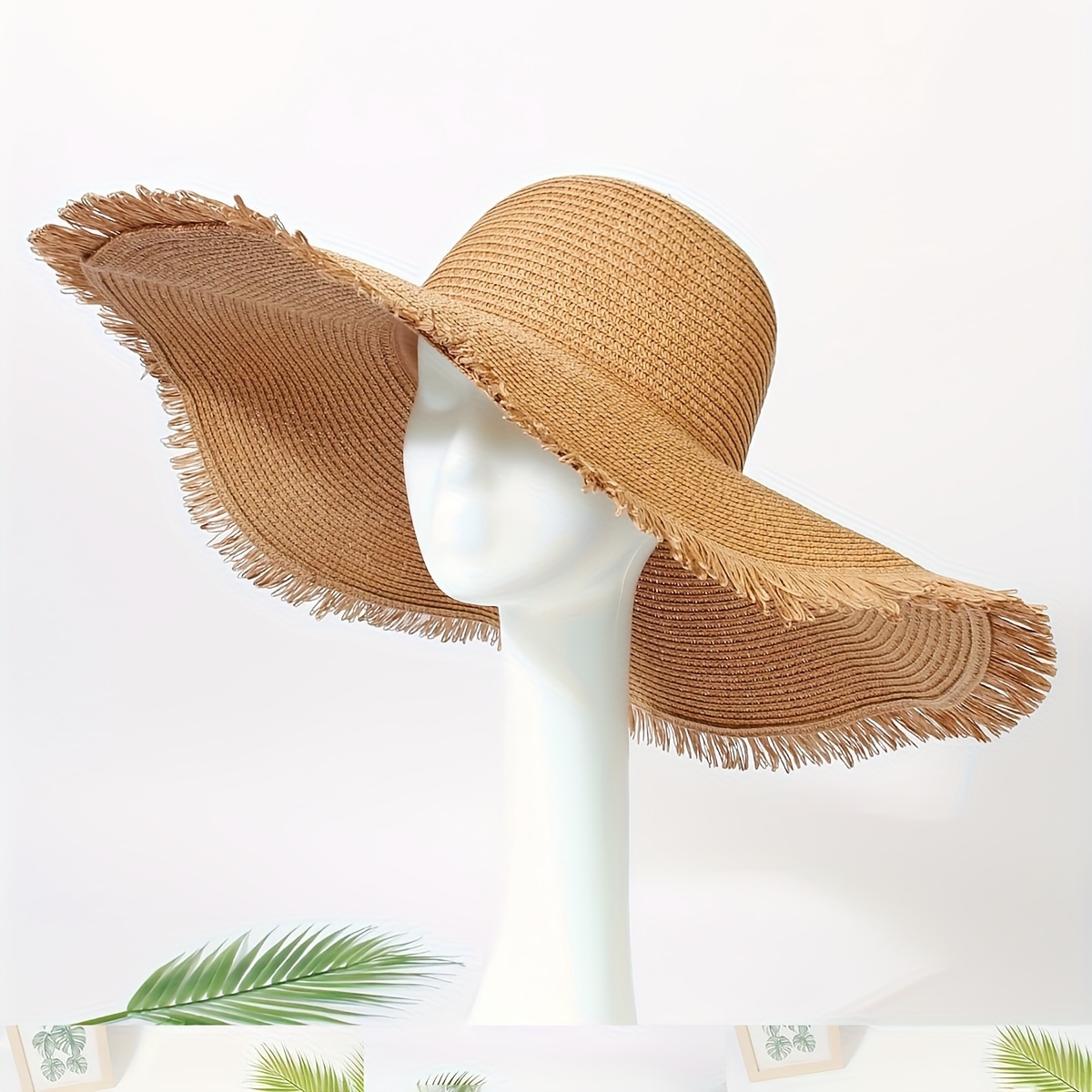 Boho * Hem Wide Brim Hats For Women Solid Color Straw Hats Classic Summer  Sun Hat Elegant Floppy Travel Beach Hats