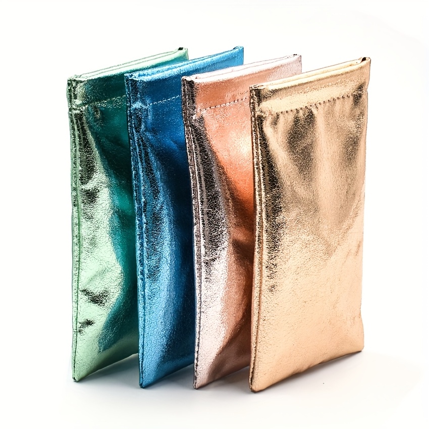 1pc candy color dazzle glasses pouch automatic closing pu leather glasses bag