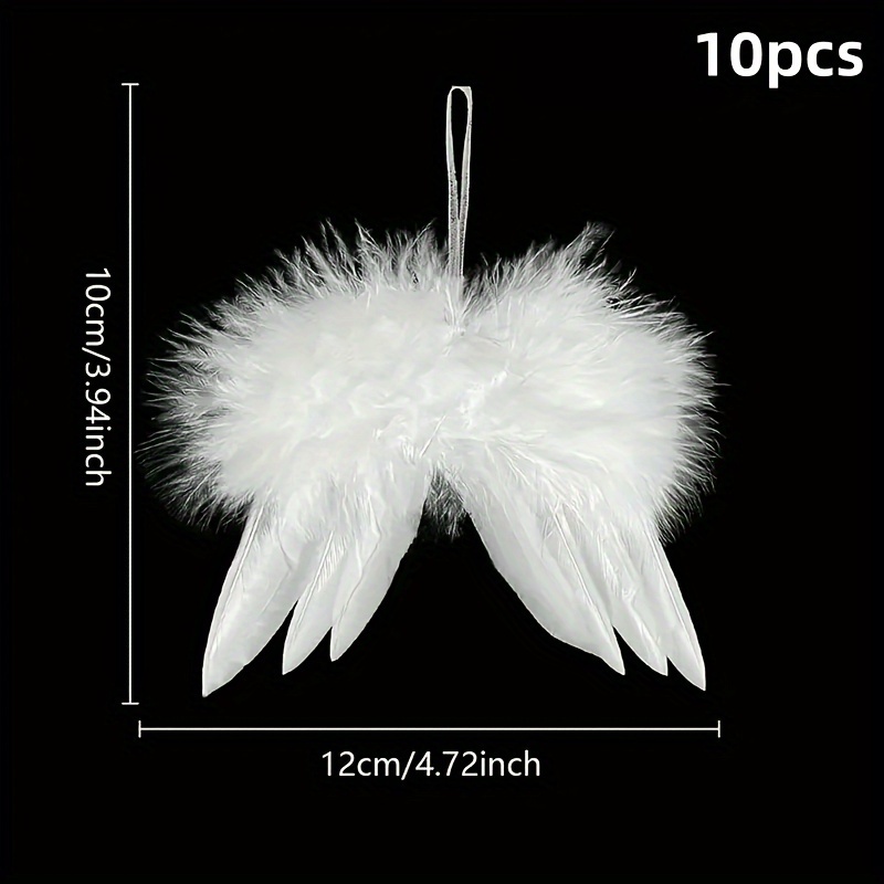 10pcs Set Of White Wing Decorations - Perfect For Christmas Tree Decoration, Diy Handicrafts, And Home Holiday Decoration, Christmas Decoration Tree Toppers