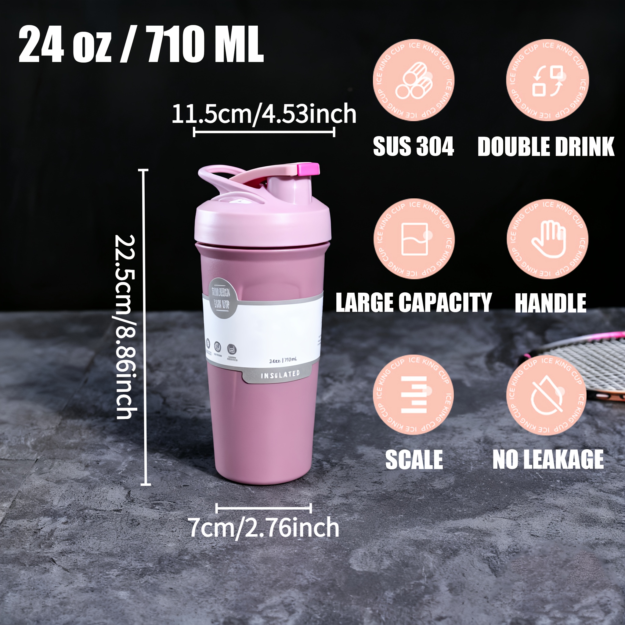 24oz 710ml 304 stainless steel vacuum men women high - Temu