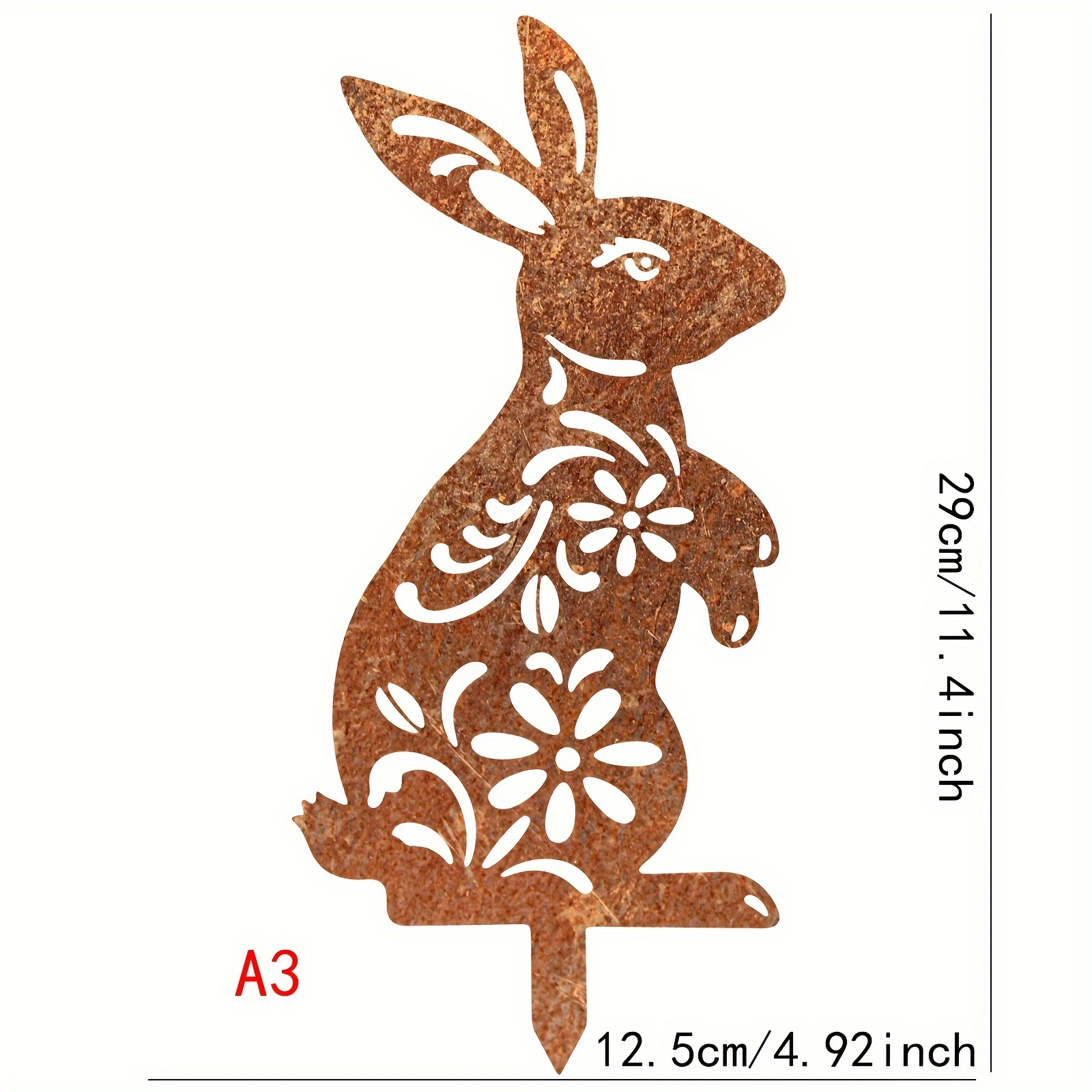 Rustic Metal Rabbit Garden Stake - Rusty Finish, Perfect For Outdoor Decor, Backyard, Patio & Farm