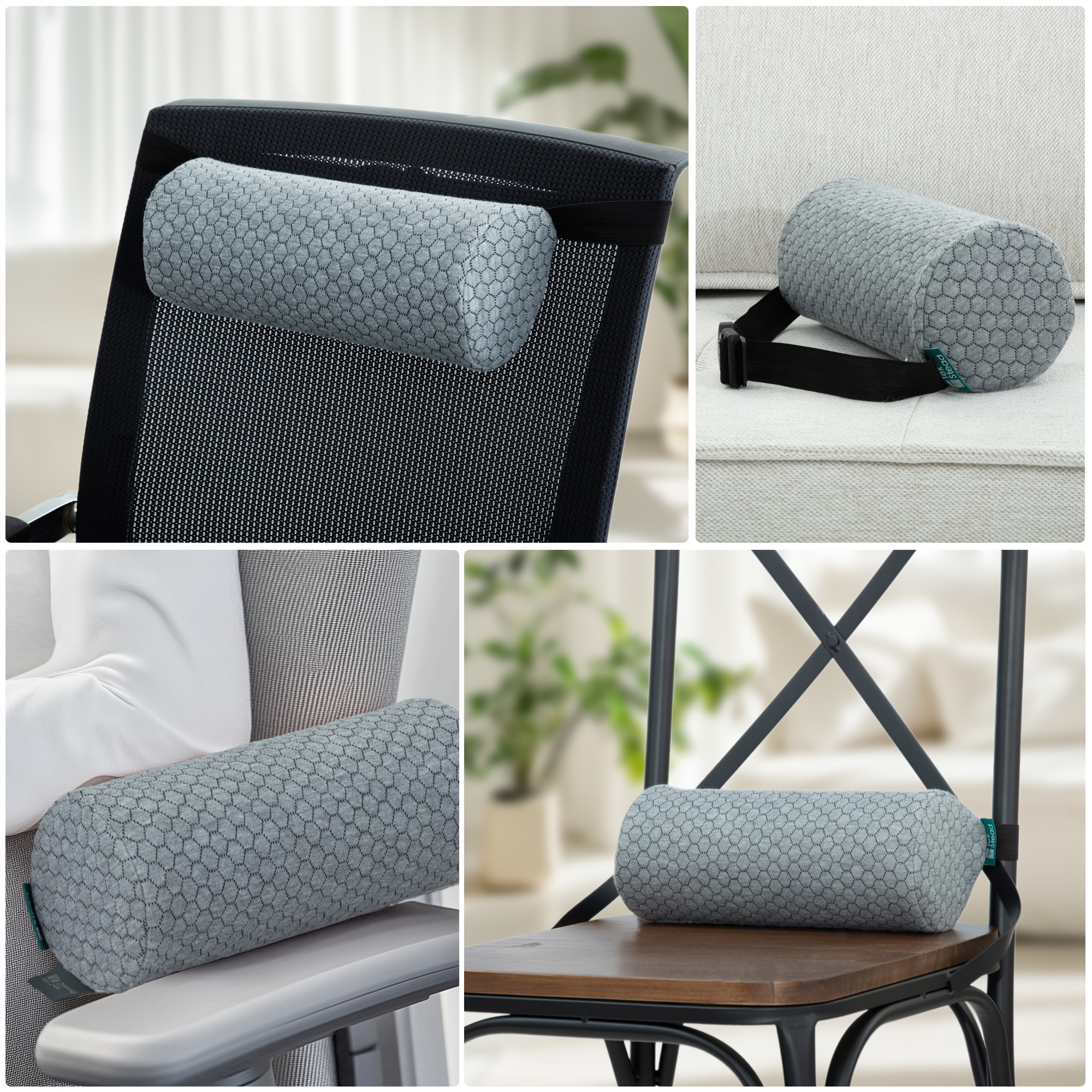 1pc   ergonomic lumbar support pillow with removable cover elastic strap medium firm foam cylinder bolster for neck back and seat relief ideal for   and home use backrest pillow posture   contoured design machine washable Product details 3