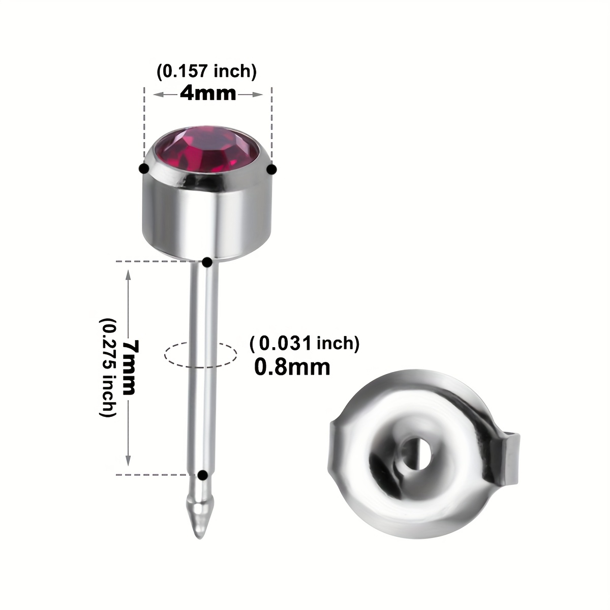 12 Pairs Birthstone Stud Earrings, Synthetic Zirconia