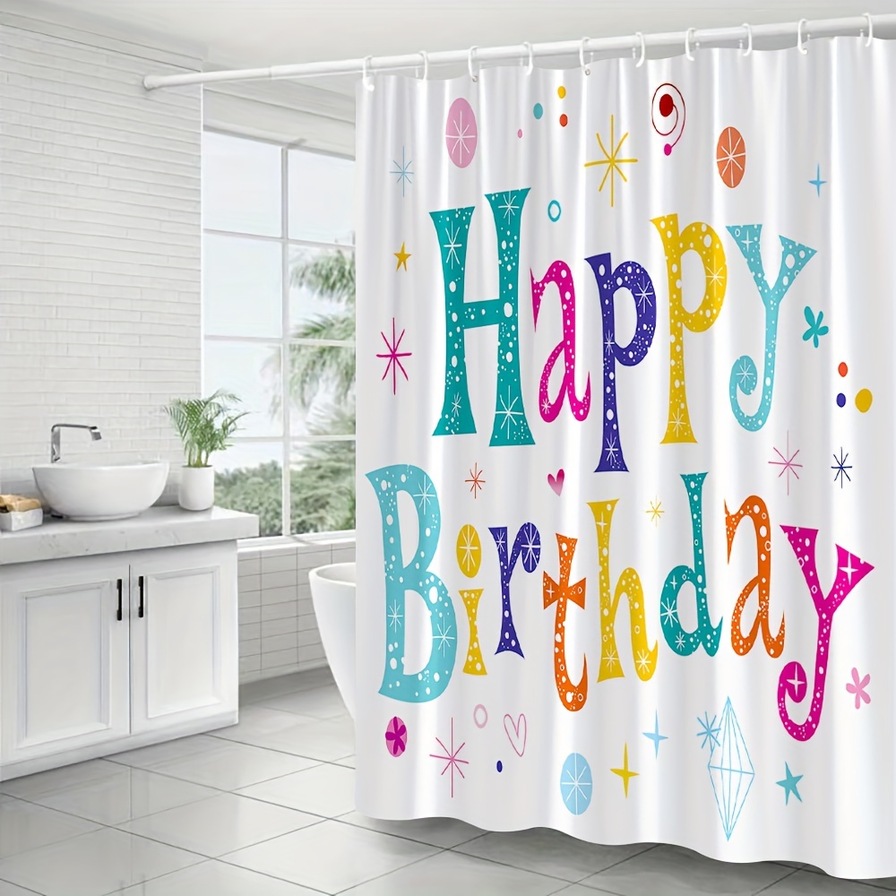 Cartoon Happy Birthday Party Decoration Shower Curtain Boys - Temu