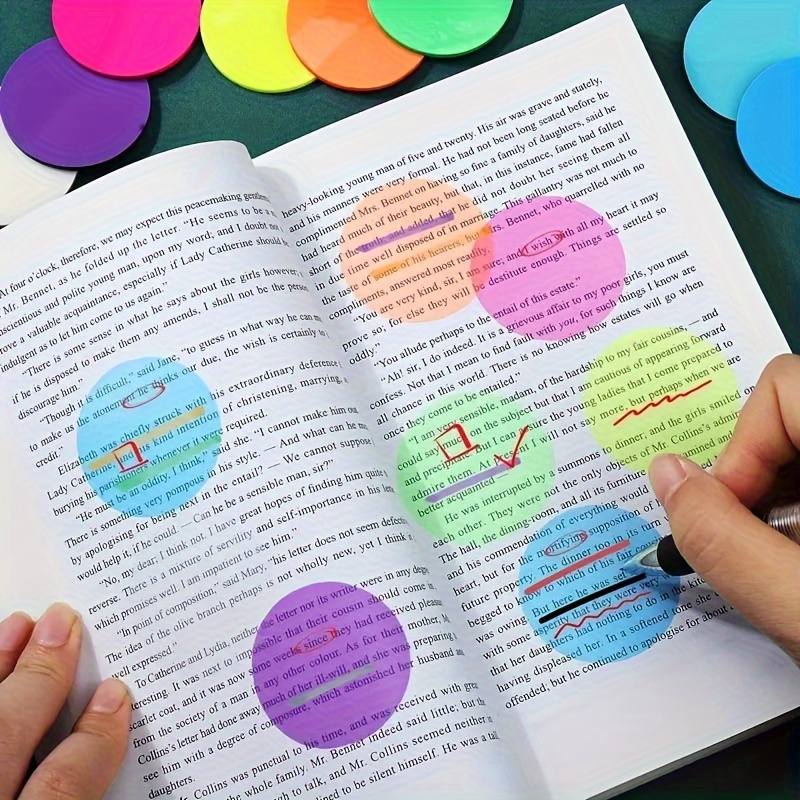 

Colorful Round Index Stickers: 160 Pieces, 8 Colors, Transparent, Sticky Notes, Sticky Notes Pad, Marker Stickers - Office Supplies