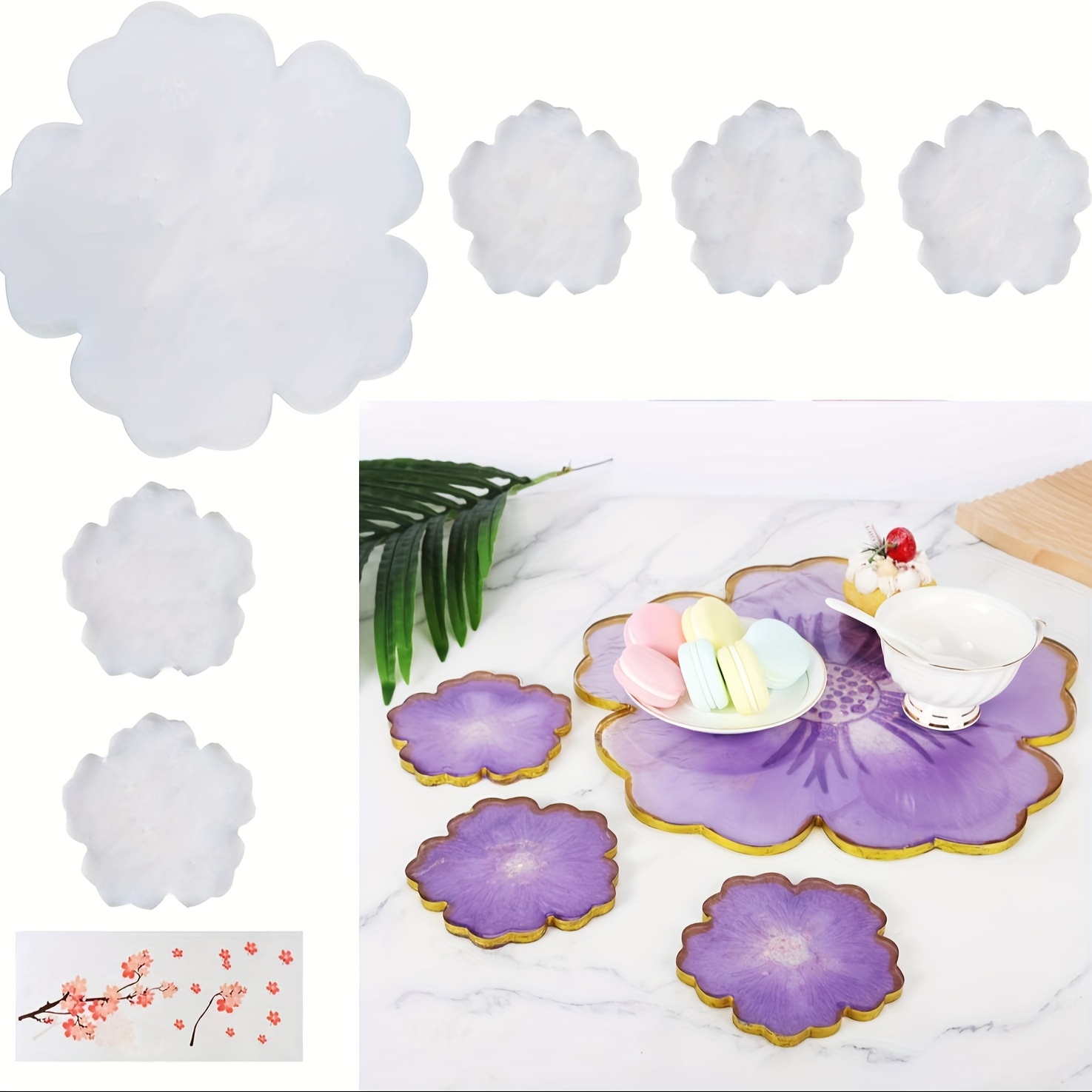 

Flower Coaster Resin Molds Pieces Coaster Silicone Resin Molds Set For Home Decoration