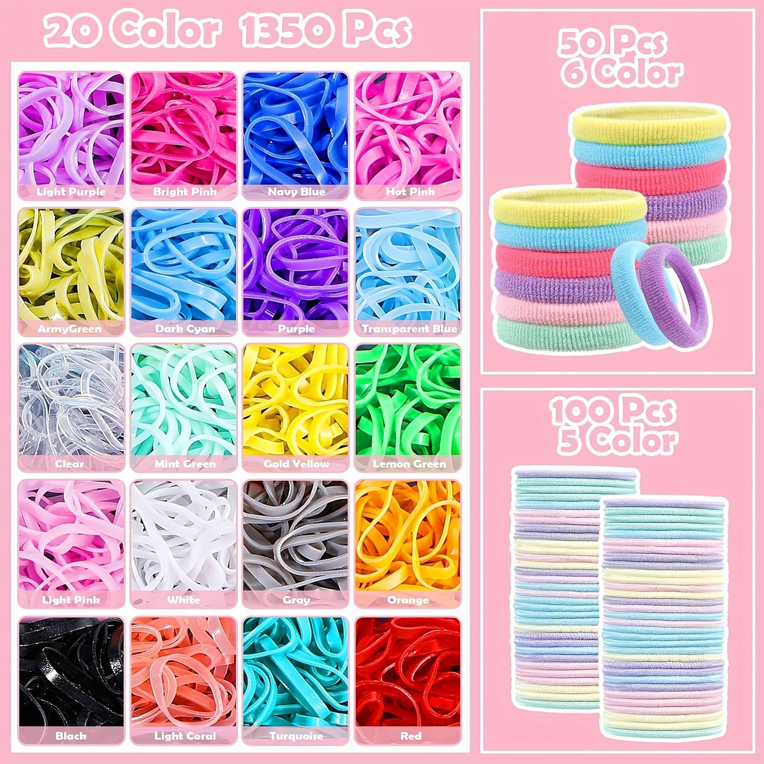 1543pcs Elastic Hair Tie Set with Storage Box