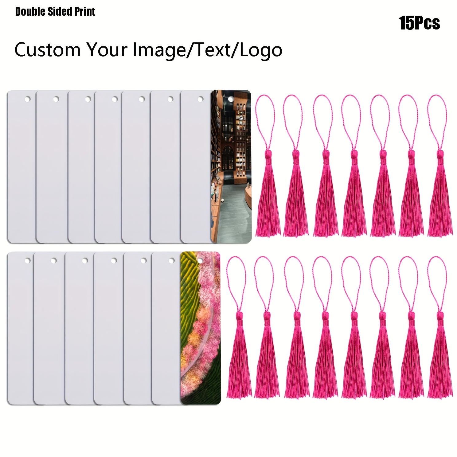 TEMU 10pcs/15pcs Personalized Picture Customized Metal Aluminum Sheet Bookmark Diy Double-sided Printing Bookmark Creative Gift