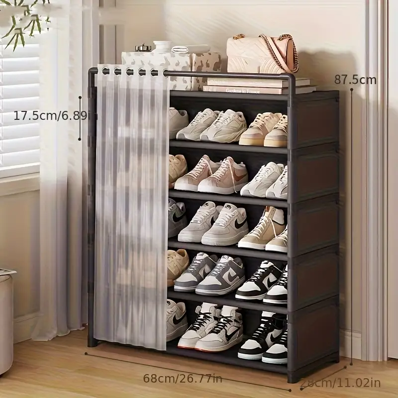 1 set dustproof foldable shoe display rack with non slip base easy to clean multi layer storage shelf for shoes and accessories Product details 8
