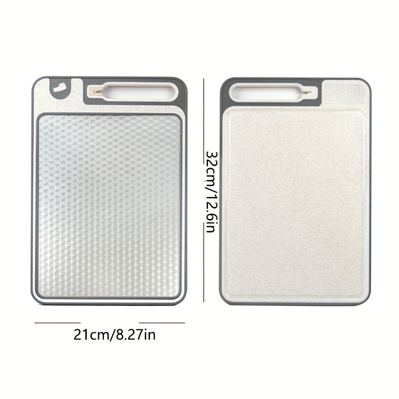 1pc Of Stainless Steel Cutting Board With Sharpener. Double-sided Cutting Board, Kneading Board, Thawing Board, Kitchen Utensils, Kitchen Tools