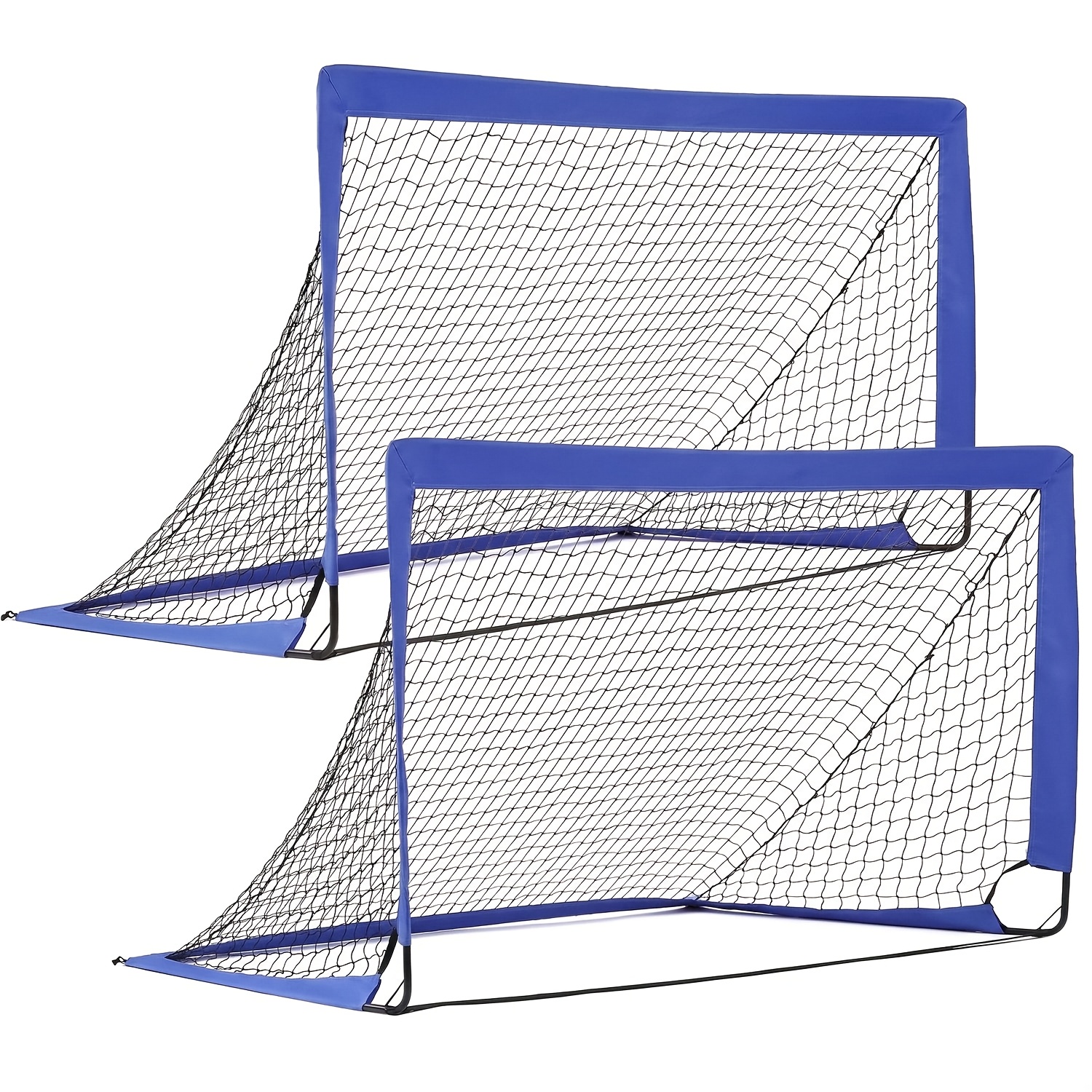 2pcs Football Goals, 180x90x90cm, 420d Oxford Fabric, Pop-up Soccer Goals, Foldable Goal Net, With 8 Ground Anchors And Carry Bag, No Assembly, For Garden Backyard Beach