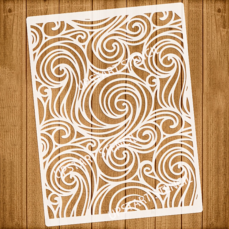 TEMU 1pc Pochoir Réutilisable Découpé au Laser avec Ondulés, Bouclés et Ajourés - Pochoirs DIY Géants Adaptés à Mural, Tissu, Bois, Plastique -