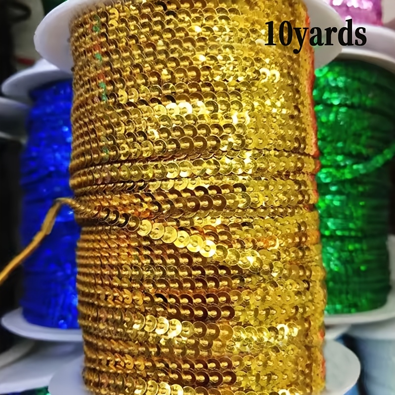 TEMU 10 yardas de encaje de lentejuelas de 0.4 cm/0.16 pulgadas, encaje de lentejuelas colorido, cinta de decoración para , decoración de fiestas,