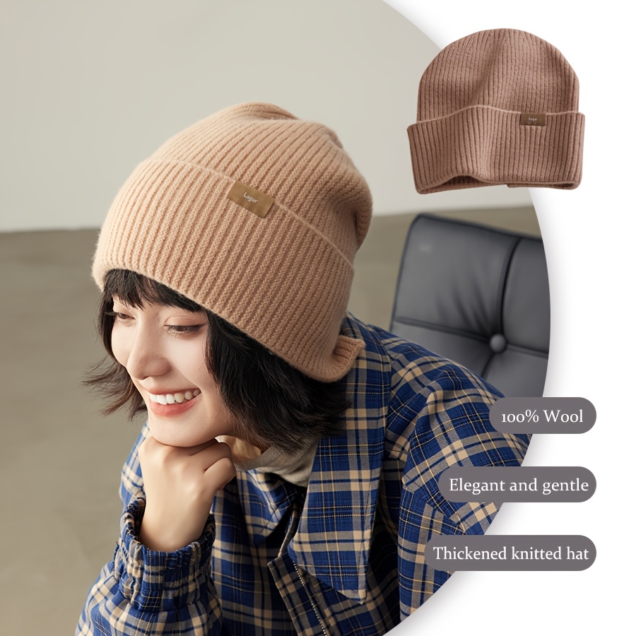 Women's 100% Wool Thick Beanie with Ear Flaps
