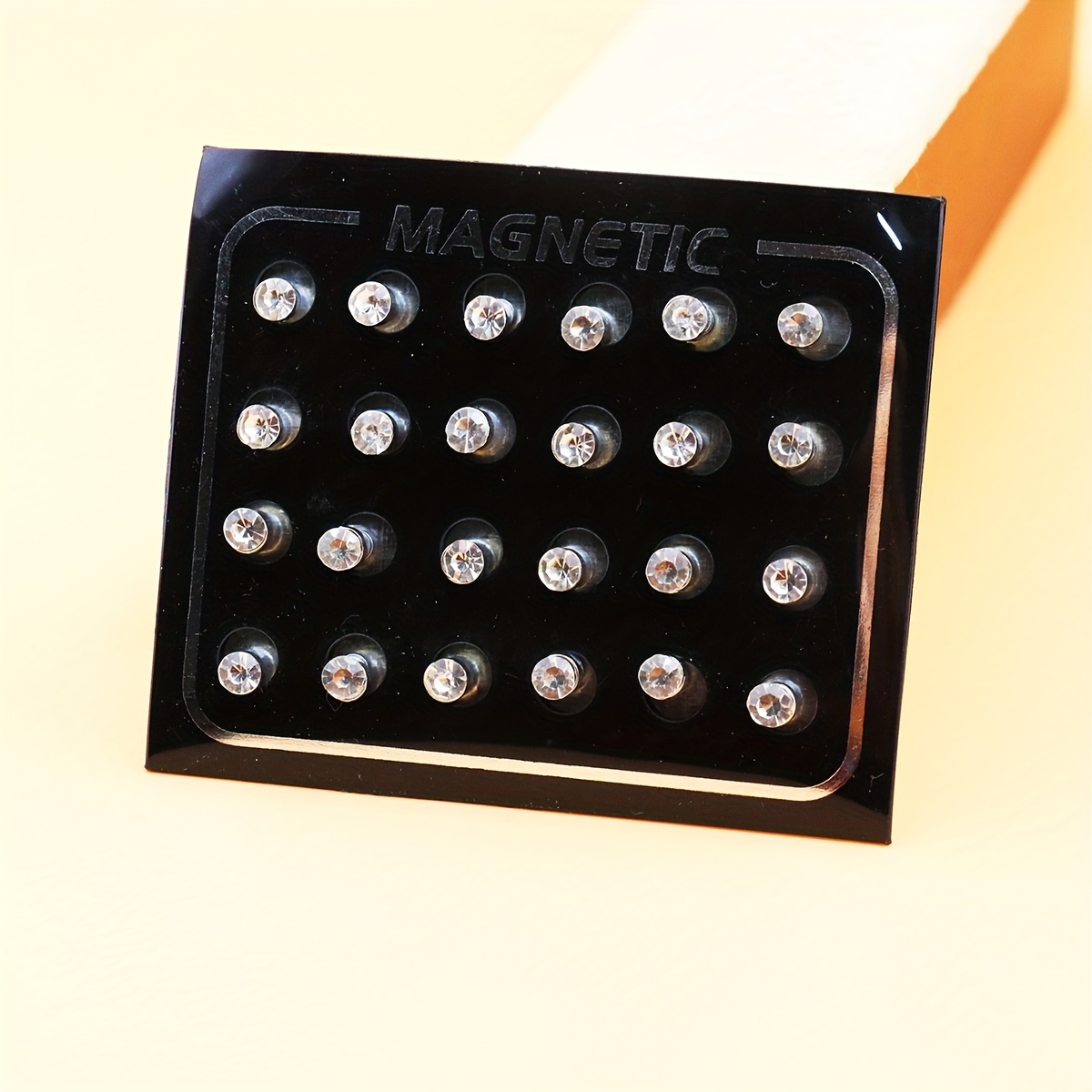 12 Pairs Of 4mm, 5mm, 6mm Rhinestone Cup Magnetic Earrings Set, No Piercing Required