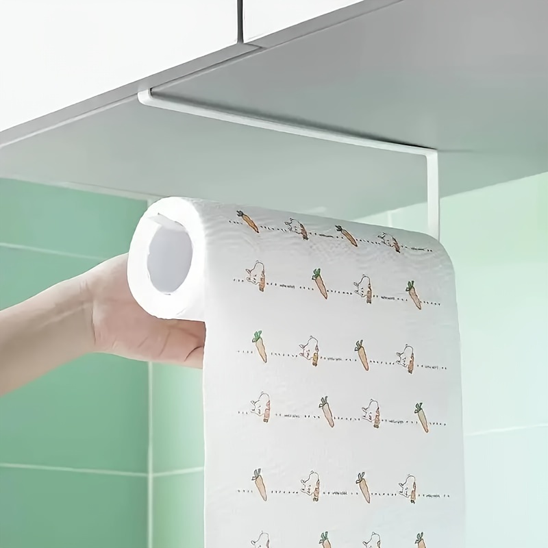 TEMU 1 pz Porta Asciugamani da Cucina Senza per Armadietto, Porta Carta Igienica da Appendere, Porta Strofinacci Assorbente Olio, Pellicola , Gancio