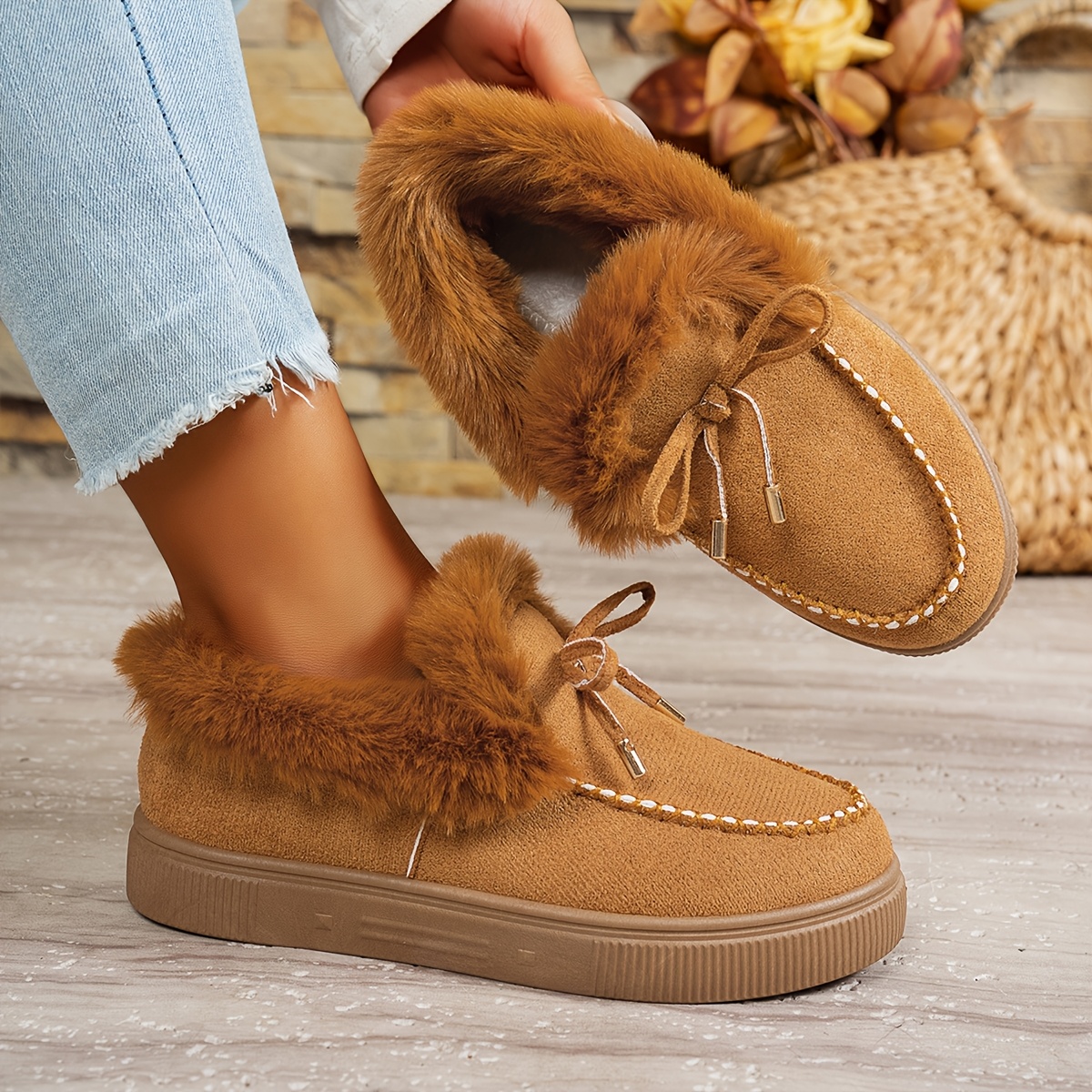 womens warm and cozy leopard print plush shoes for winter 7