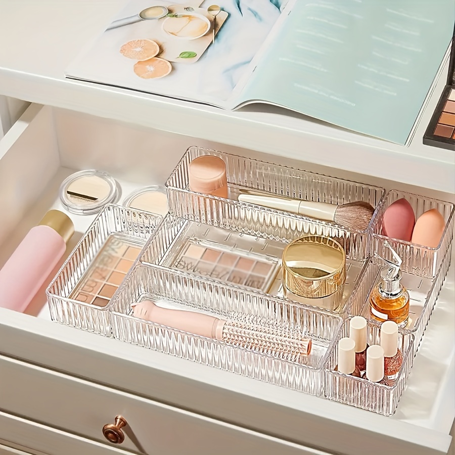 

4/7/9pcs Cosmetic Display Set, Clear Plastic Organizer Trays, -size Cosmetic Storage, Unscented, No Installation, , , , For Bathroom Accessory, Product