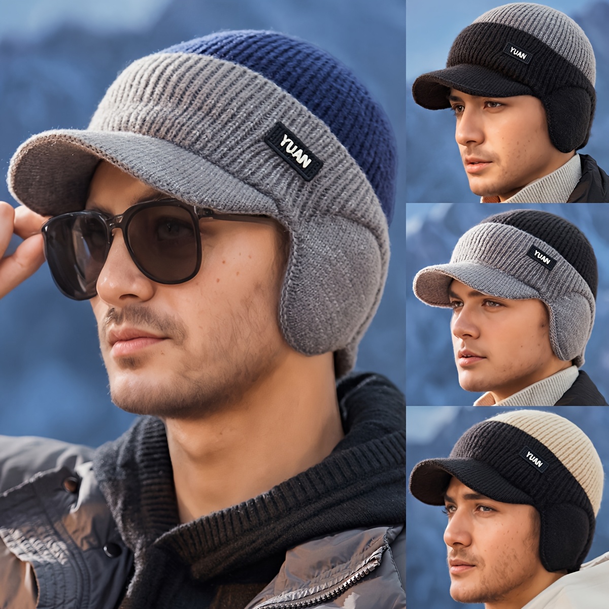 

Dual-tone Knit Baseball Cap - Warm, & Breathable For Winter Outdoor Activities | Fashionable Dad Hat With Ear Protection | Couples