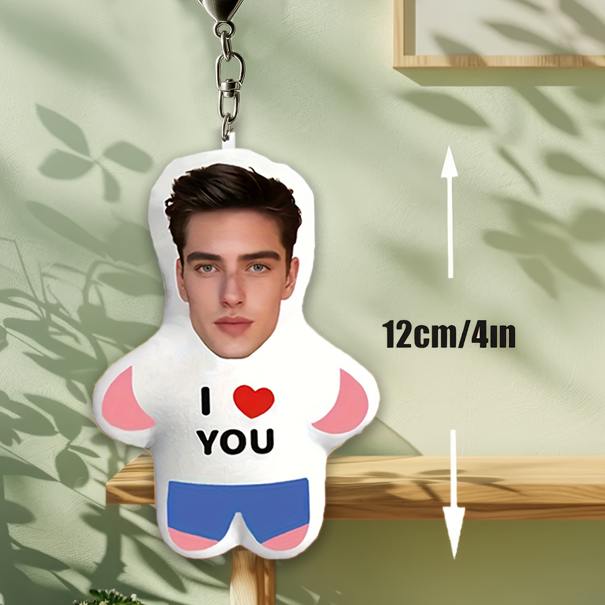 TEMU Customizable "i Love You" Photo Keychain - Dual-sided Soft Fabric Keyring, Unique Gift For Christmas/valentine's Day/father's/mother's Day,
