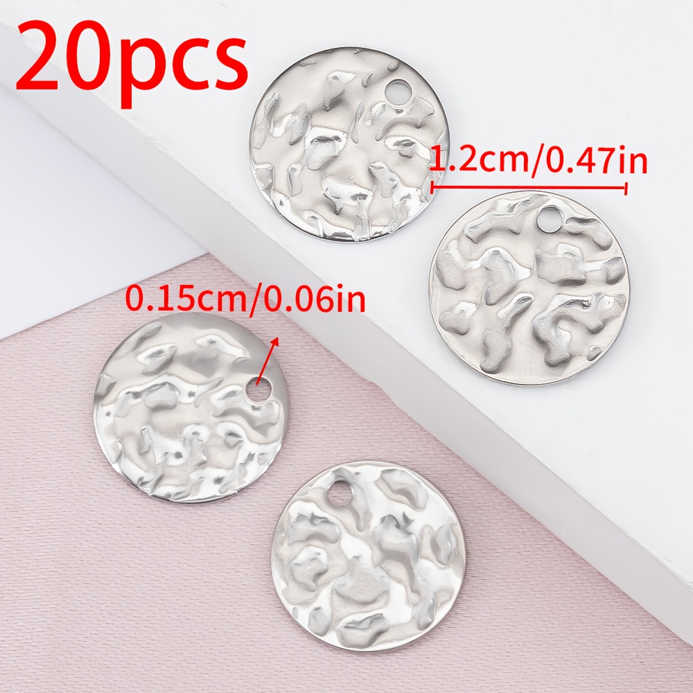 TEMU 20 Pezzi Pendenti Rotondi in Acciaio Inossidabile 304 con Texture in , Foro Singolo, per Creazioni Fai da Te, Collane, Bracciali, Gioielli e