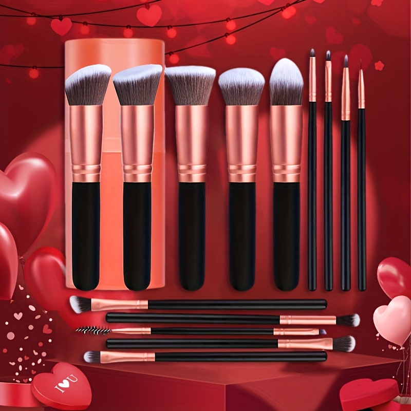 

Valentine's Day Gift Professional Makeup Brush Set For Eyeshadow, Powder, Blush, And Blending - Ideal For Beginner Artists And Daily Use