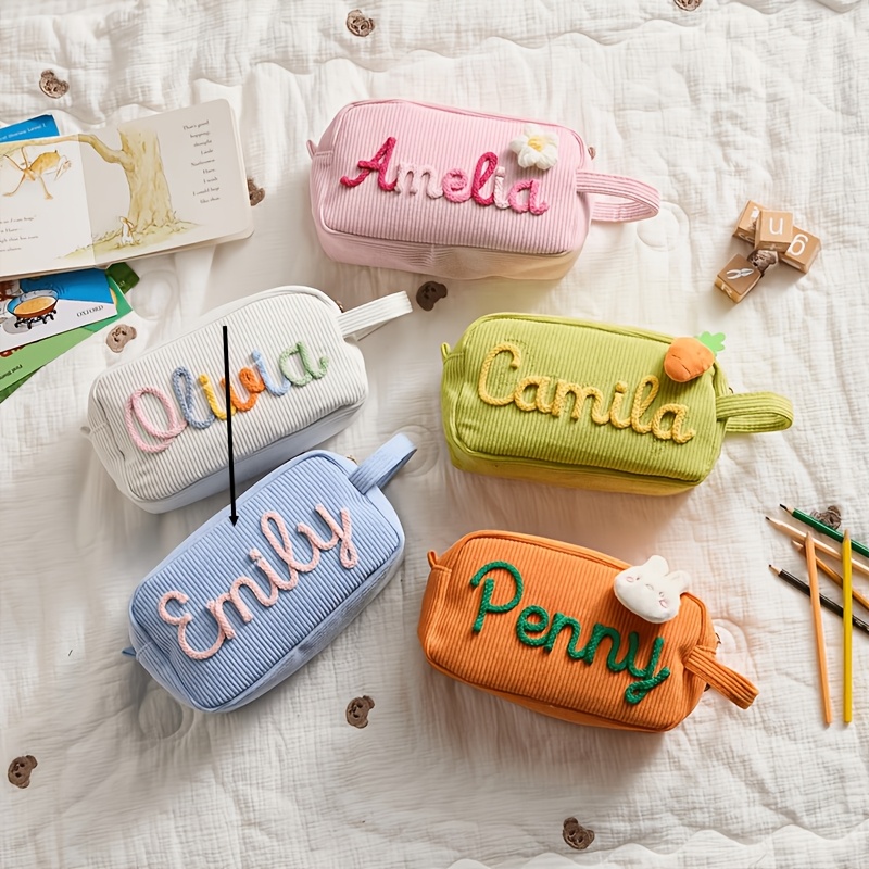 TEMU Personalized Custom Pencil Case, Cute Girly Name Pencil Case, Holiday Gift, Back-to-school Gift For Her, Hand-carry Portable Large Capacity