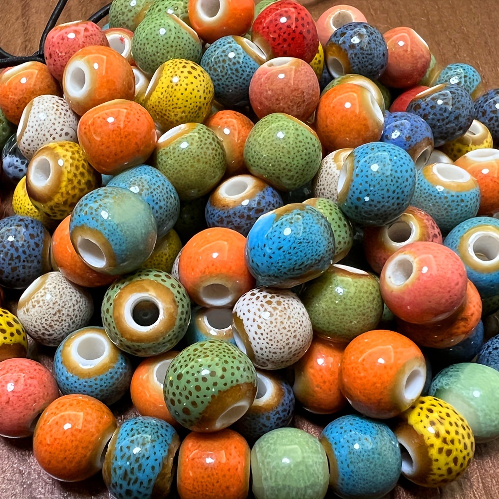 

70/100pcs 8mm Ceramic Beads, Ancient Style Flower Glaze, Beads For Diy Craft Supplies, Scattered Beads For Jewelry Making Beads For Necklace, Bracelet Earrrings, Bag Clothes Ornaments Beads