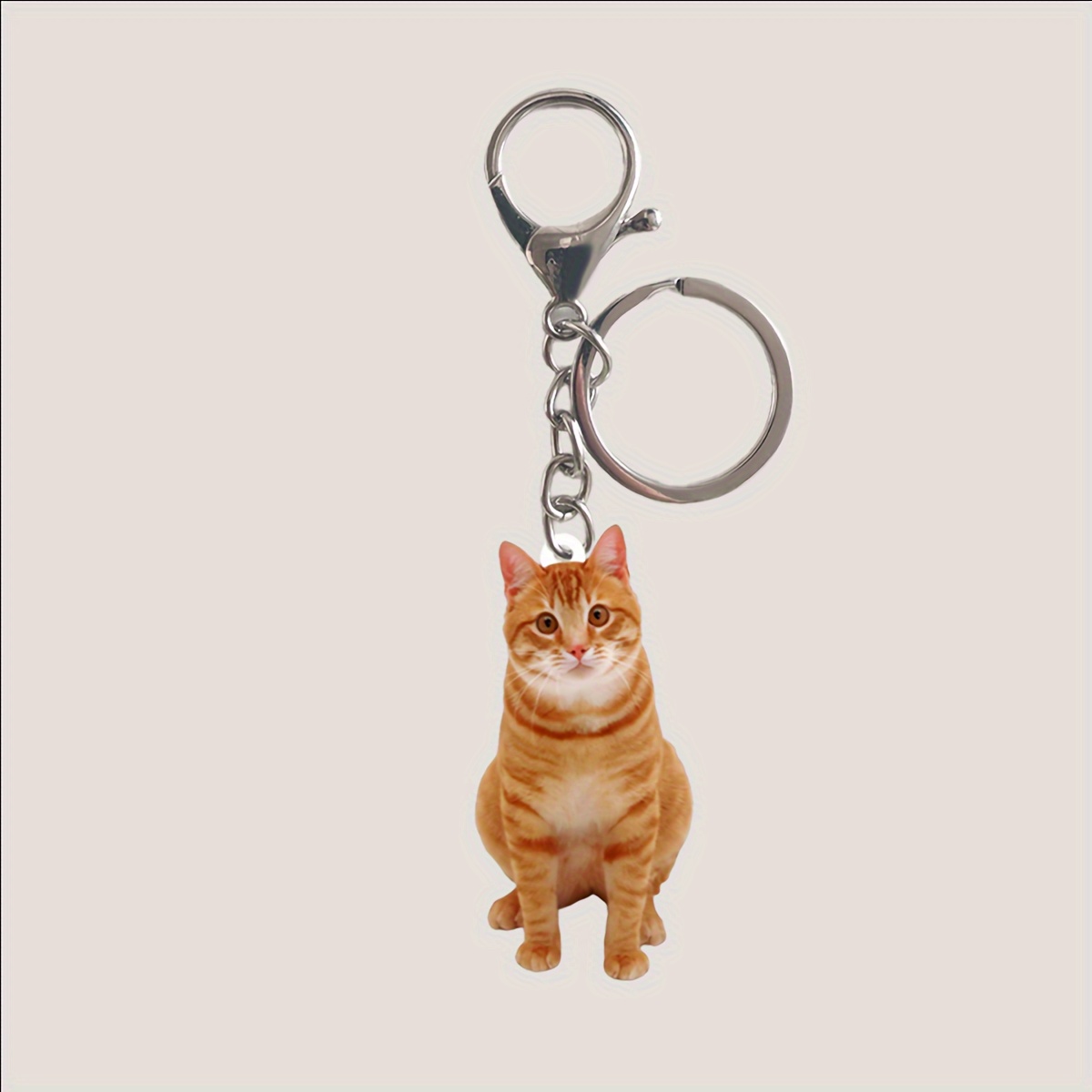 

1pc Cute Cat Keychain 2d Animal Acrylic Key Chain Ring Bag Backpack Charm Car Key Pendant Cat Mom Cat Dad Women Daily Use Gift