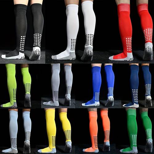 mens 38cm knee high football training socks white with breathable polyester elastane blend moisture wicking athletic socks for sports skiing running sports socks sports footwear sporty design breathable fabric knit