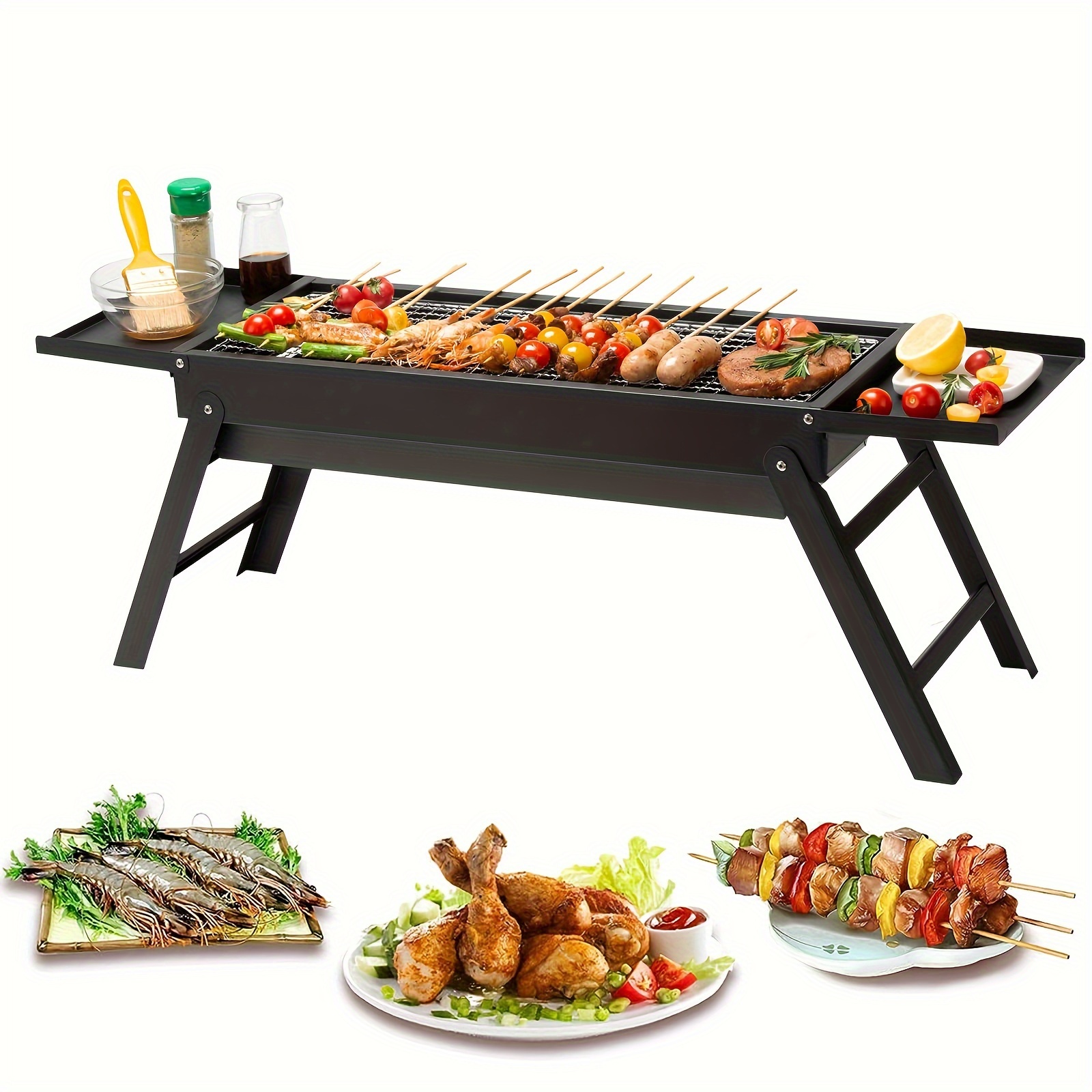 BBQ-Toro Ceramic Table Grill with Wooden Underlay, 50 x 23 x 17 cm, Hibachi  Table Grill without Electricity, Grey, Mini Grill, Table Grill Charcoal,  Charcoal Grill, Camping Grill, Mini Grill Charcoal 