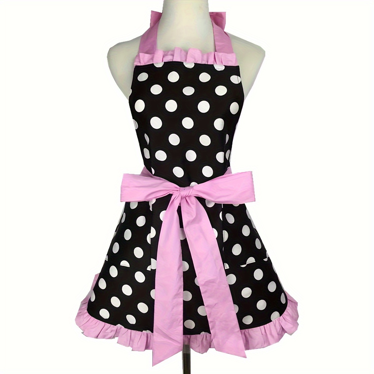

Cute Apron Retro Polka Dot Aprons Ruffle Side Vintage Cooking Aprons With Pockets Adjustable Kitchen Aprons For Women Girls Waitress Chef Mother's Day Gift