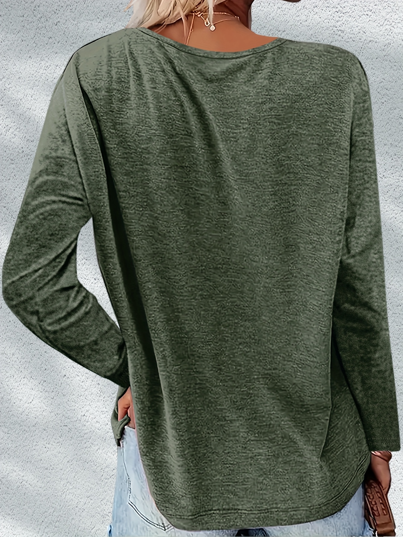 3pcs womens casual v neck long sleeve t shirts soft stretchy fabric solid color basic tees for   layering   regular fit pullover   layering fashion versatile clothing comfortable wear Product details 1