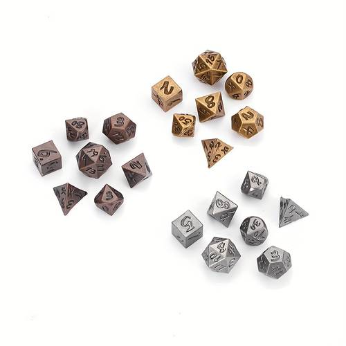 item picture dnd 7pcs retro mini metal dice set vintage treasure for halloween enthusiasts compact durable and collectible