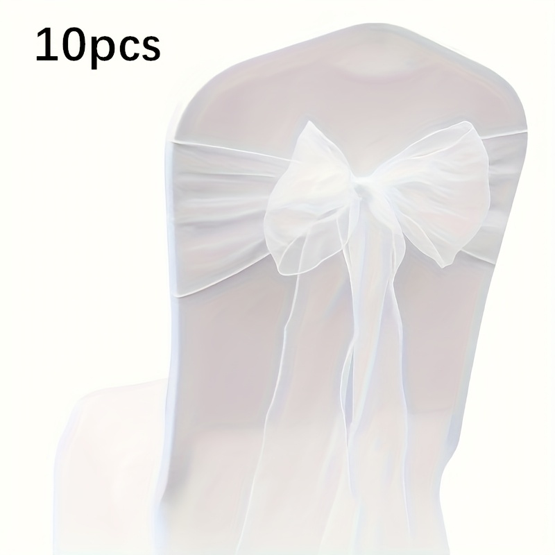 10pcs Pack Elegant Sheer Organza & Chiffon Chair Sash Bows - Knots/ties Suitable For Wedding, Shower, Bridal Party Decorations - Lightweight Decorative Chair For Chairs, For Occasions
