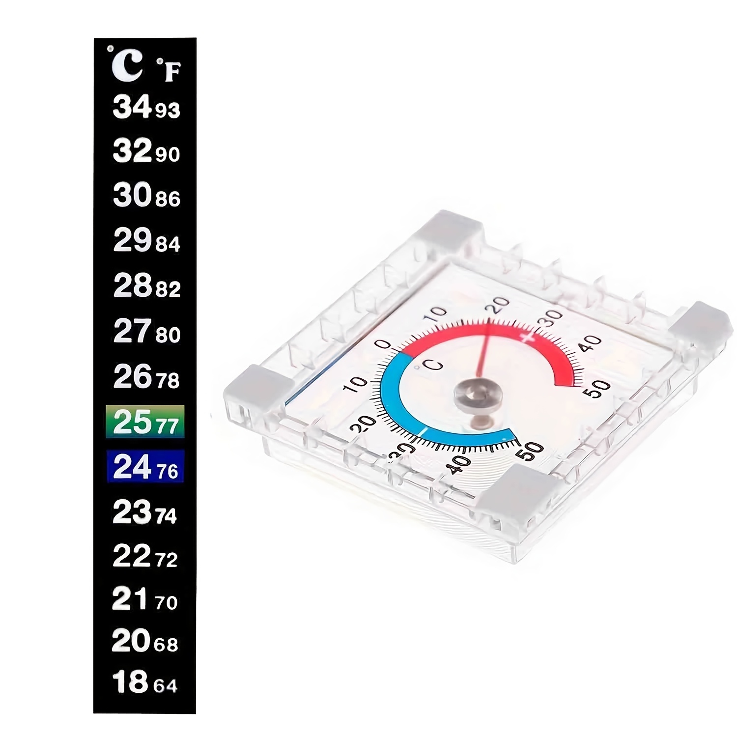 TEMU 1pc Self-adhesive Window Thermometer, Measurement Range -50°c To 50°c Christmas Gift, Suitable For Indoor And Outdoor High-end Thermometers, On