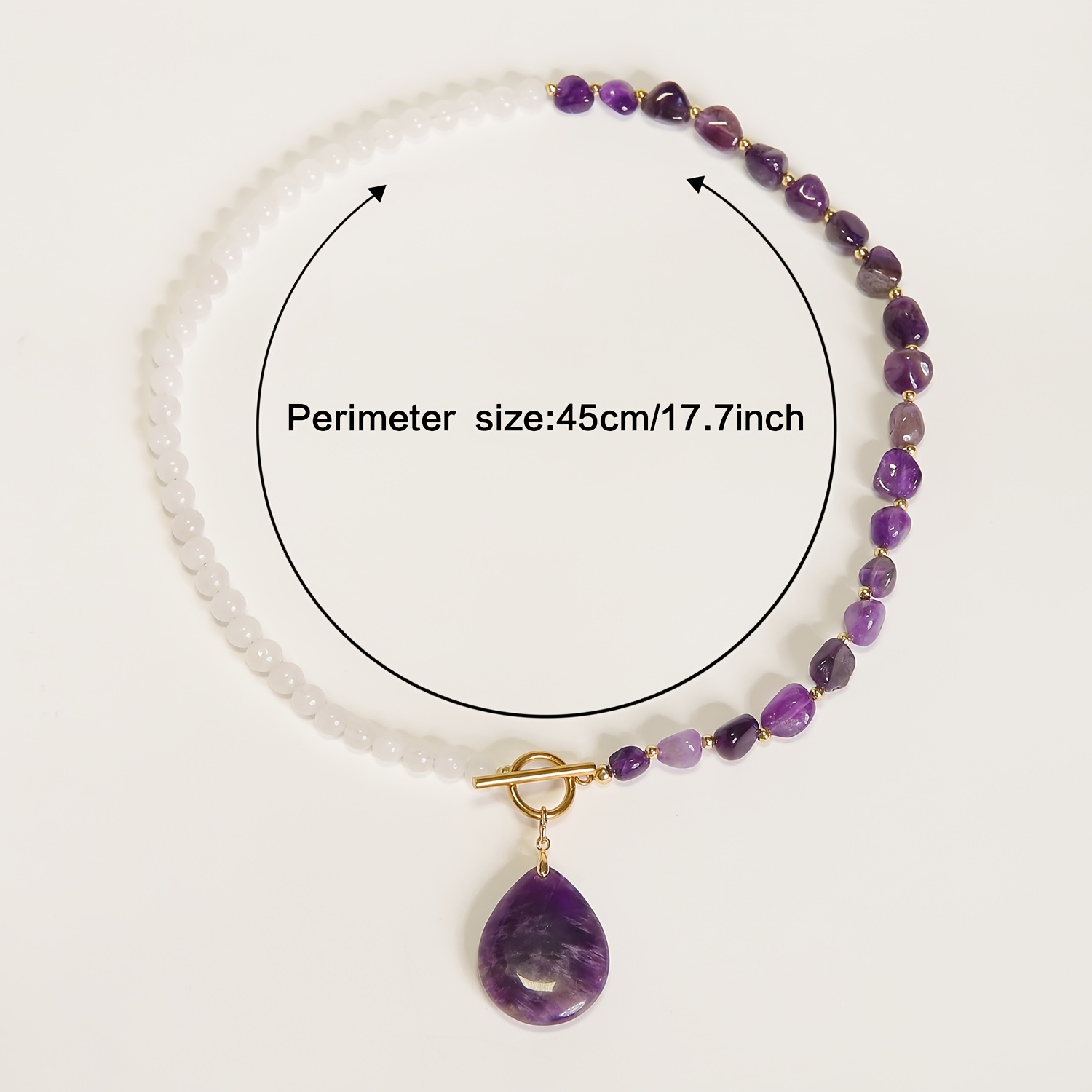 Women's Bohemian Two-Tone Natural Stone Necklace with Amethyst Pendant