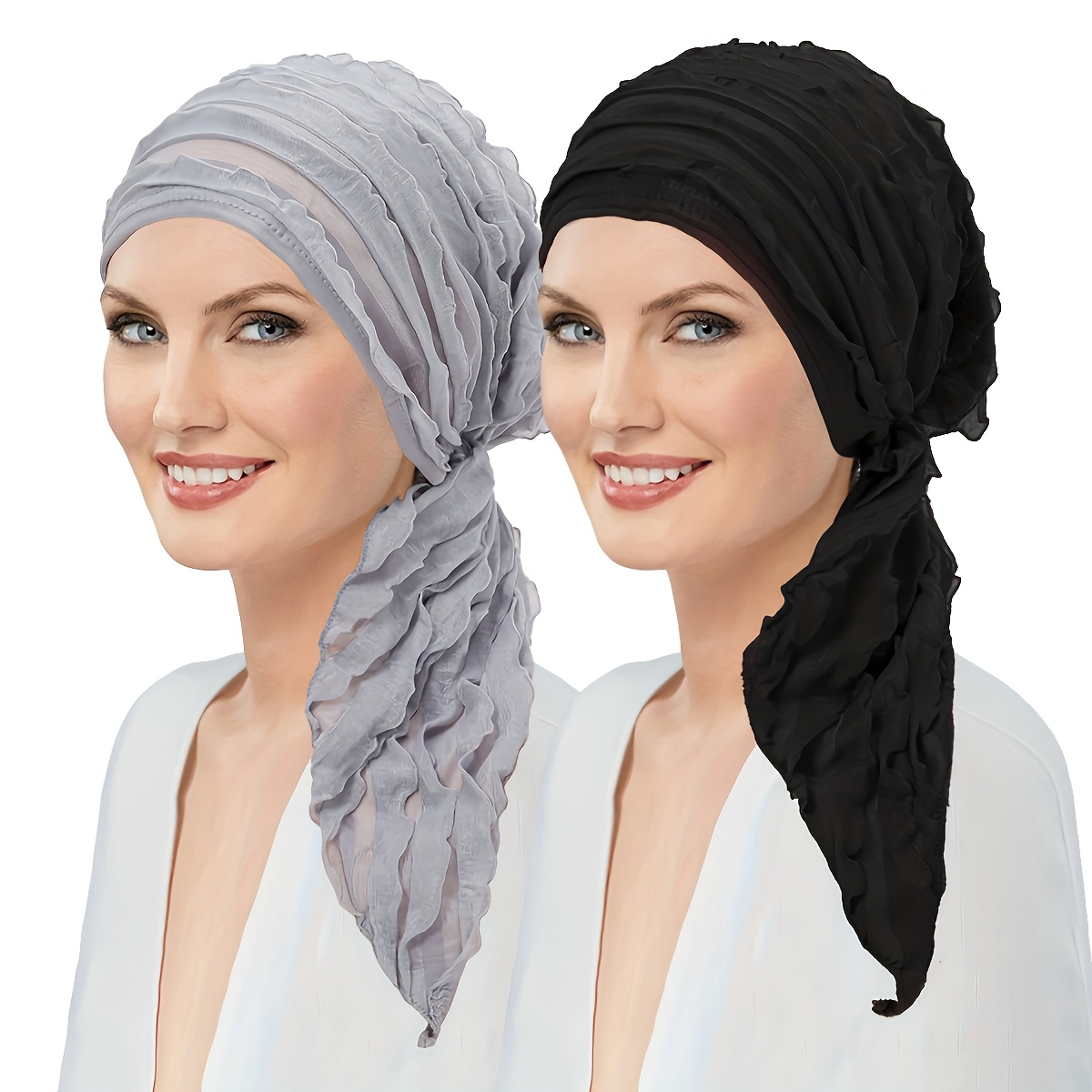 2pcs Elegant Women's Headscarf Hat Solid Color Cow Louver Pullover Hat - Soft Polyester, Elastic Headscarf Hat, Breathable And Comfortable - Ideal For Ramadan And Outdoor Activities, Headscarf