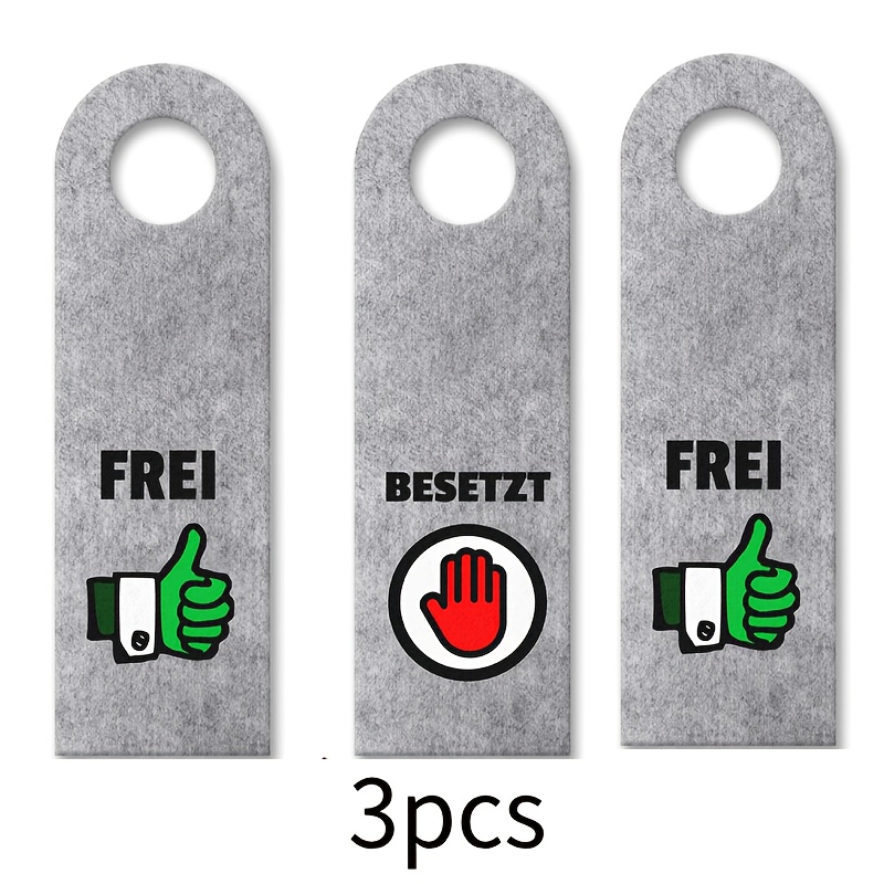 Image of German Free And Occupied Door Hanger In Grey With Green And Red Symbols For The Toilet Door Or The Shared Bathroom Door Sign Made Of Felt Free Door Hanger, Do Not Disturb Signs
