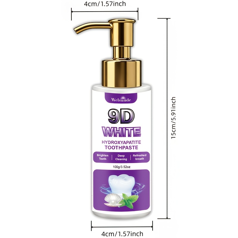 9D White Hydroxyapatite Pump Toothpaste with Probiotics