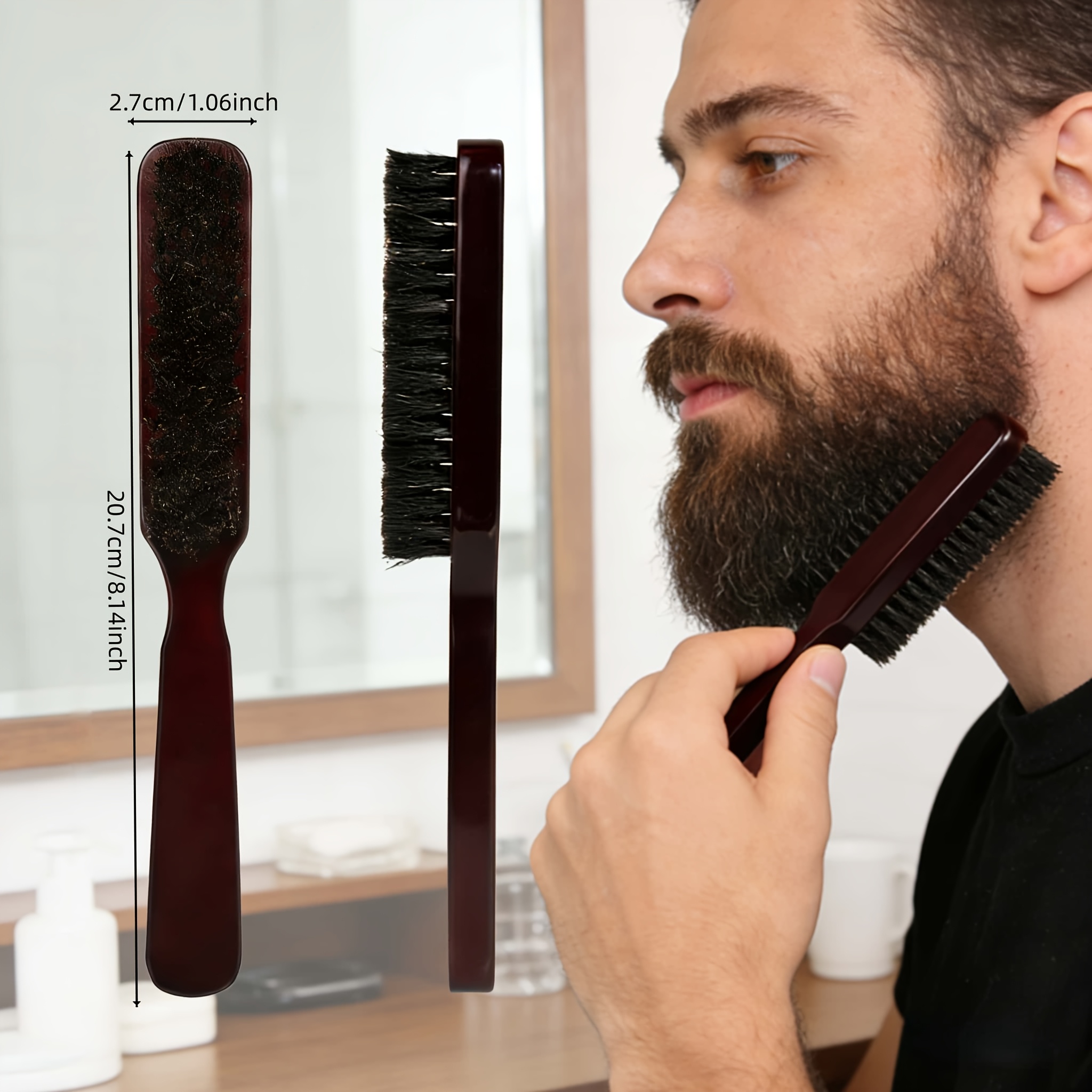 E-shop Herren Bartbürste Haarstyling Kamm Multifunktionales Pflegewerkzeug Feines Zahn-Design für Gleichmäßige Ölverabreichung für Zuhause