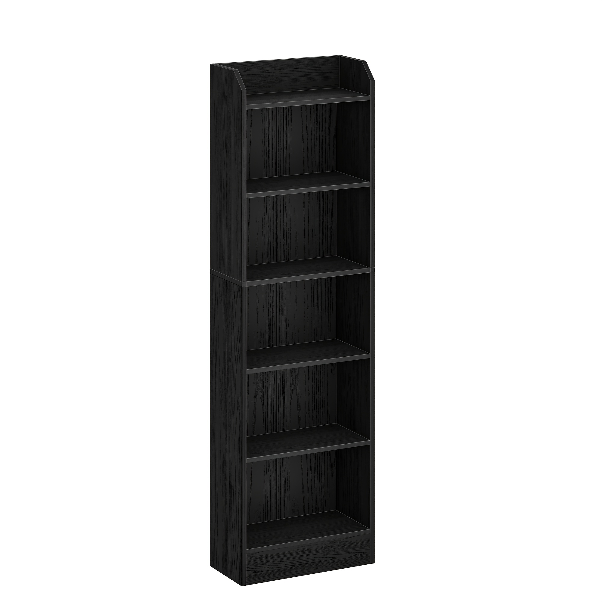 Versatile 6-tier Black Bookshelf With Adjustable Shelves - Spacious Storage For Living Room & Office, Easy Assembly