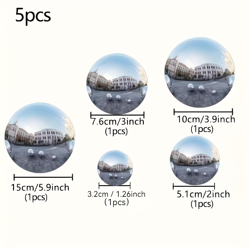 5pcs Stainless Steel Hollow Spherical Garden Gazing Balls - -standing Shiny Mirror Balls Suitable For Wedding & Outdoor Decor, Pool,, Yard - Durable Reflective Spheres