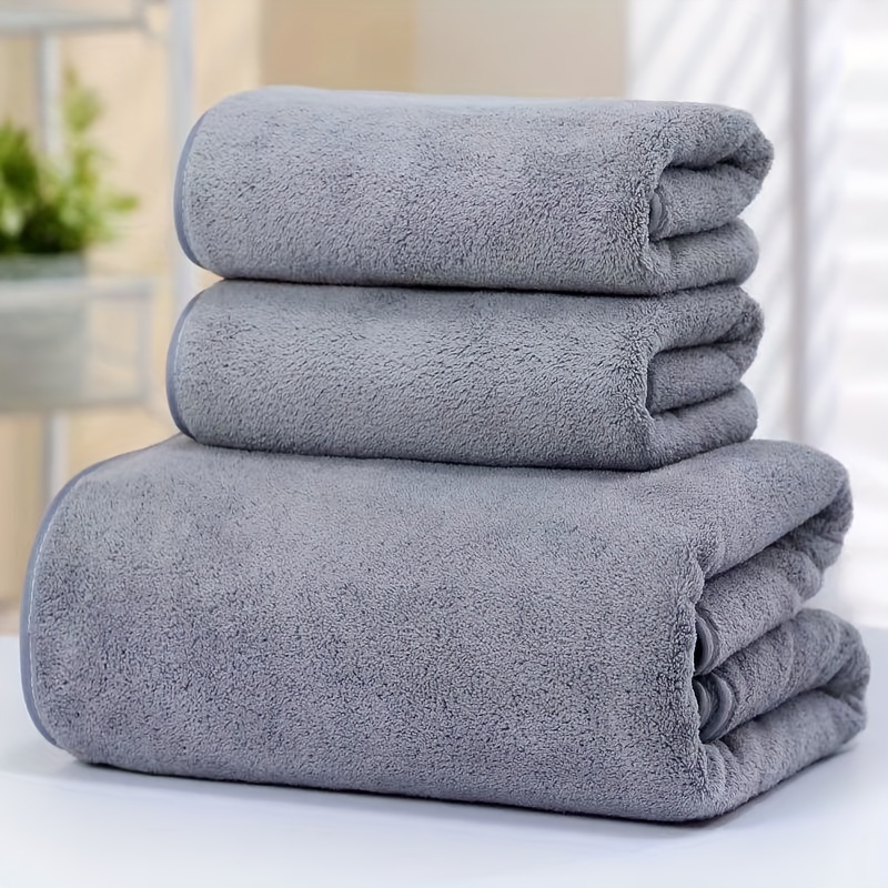

Microfiber Bath Towel Set - 3 Piece Coral Fleece Knit Fabric, Soft And Absorbent, 245gsm Towels And Bath Sheets