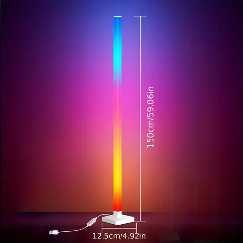 modern floor lamp with 16 million color changing led lights dimmable usb powered mood lighting for bedroom gaming room living room music sync remote control polished floor lamp for bedroom sleek cylindrical design adjustable lighting bedroom lighting contemporary lighting premium rgb lamp