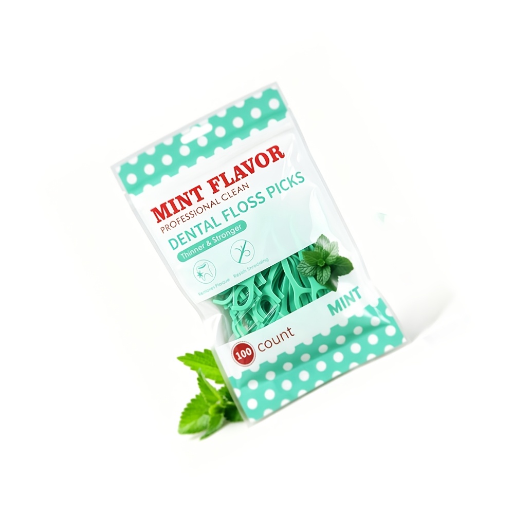 100 Healthy Mint Flavored Dental Floss Deep Cleaning Set, Portable Disposable Daily Oral Care, Travel Friendly Original Dental Floss, Teeth Cleaning Tools