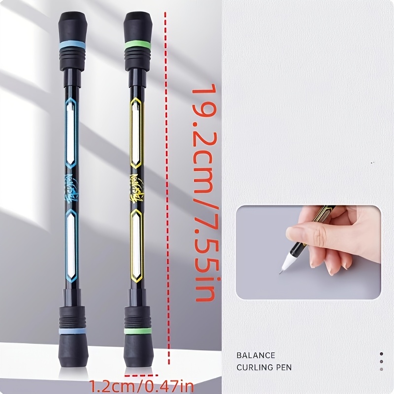 Image of 2-pack Relaxing Fidget Spinner Pens, Non-slip Grip, Flexible Fingers For Adults And Students, Black Gel Ink - Office Supplies, Random Colors
