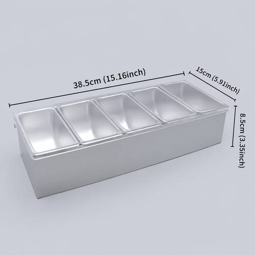 3 4 5 6 compartment stainless steel condiment dispenser stainless steel seasoning box with transparent viewing lid thickened material detachable for increased capacity suitable for storing seasonings etc