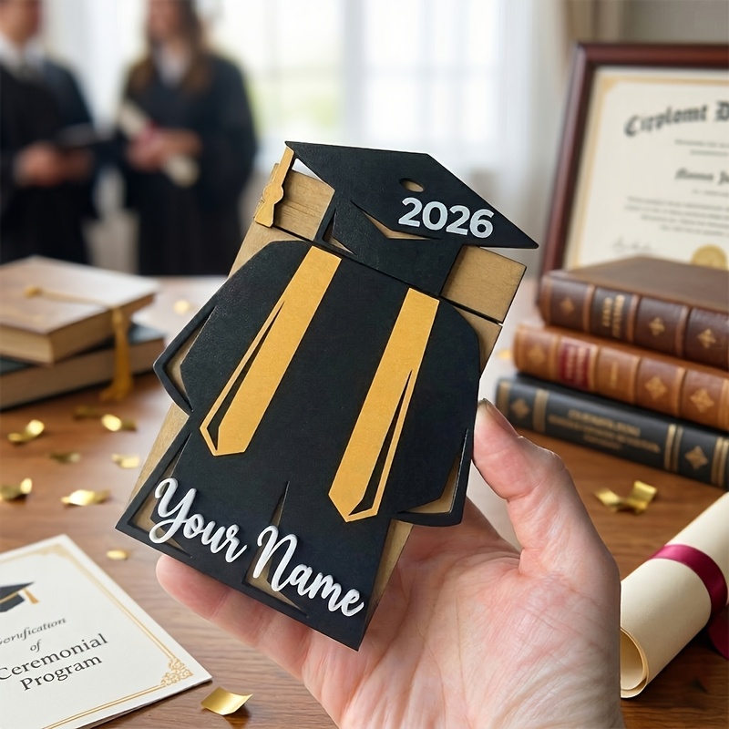Personalized Class Of 2026 Graduation Wallet Gift Suitable For Cash & Gift Cards Holder, Name/text/photo, Wood Holder For Daughter Son Graduation, Gift Card For Celebrations