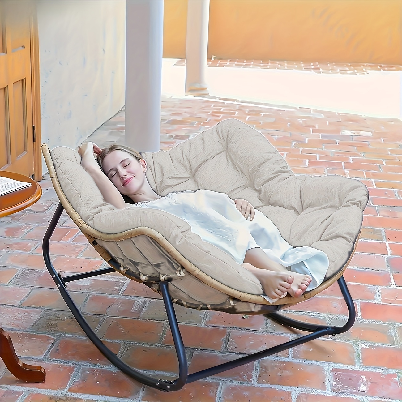 Tangkula Acacia Wood Porch Rocking Chair Set, Wooden Rocking Chair Rocker With High Back & Armrest For Indoor Outdoor Use - Bed Bath & Beyond - 38006442